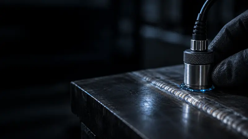 Ultrasonic probe on a weld seam